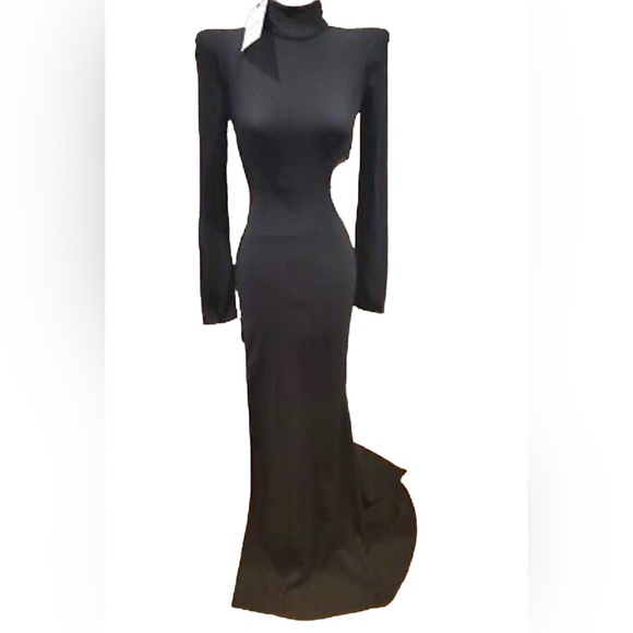 Zara Black Maxi Dress with Silver Accents - Picture 8 of 16